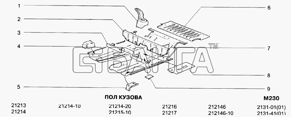 ВАЗ ВАЗ-21213-214i Схема Пол кузова-7 banga.ua